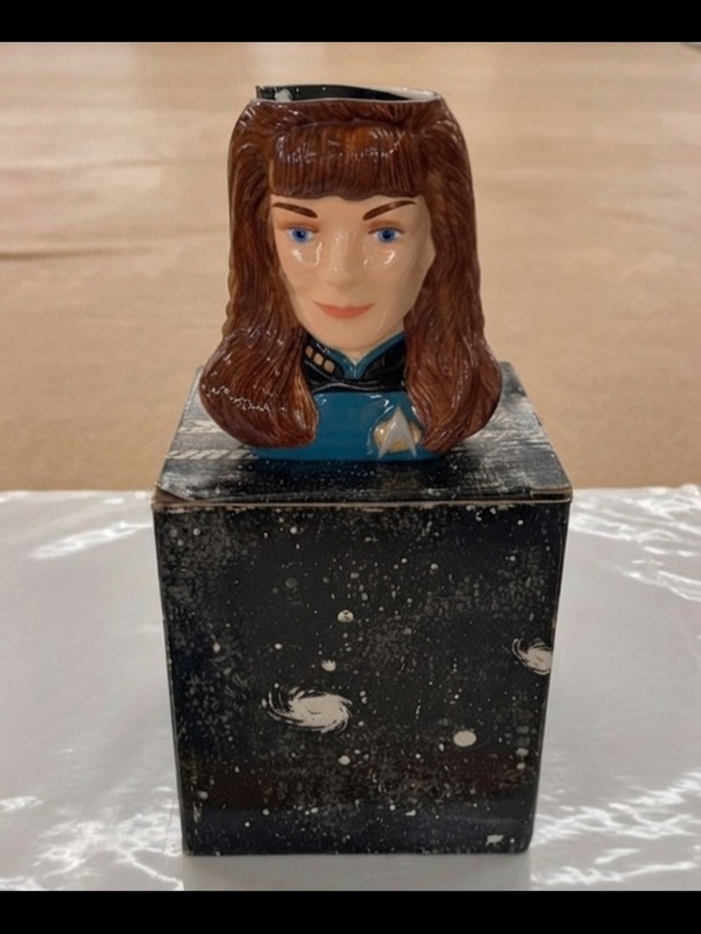 NRFB Vintage Star Trek TNG Collectable Applause Figural Dr. Crusher Mug with COA